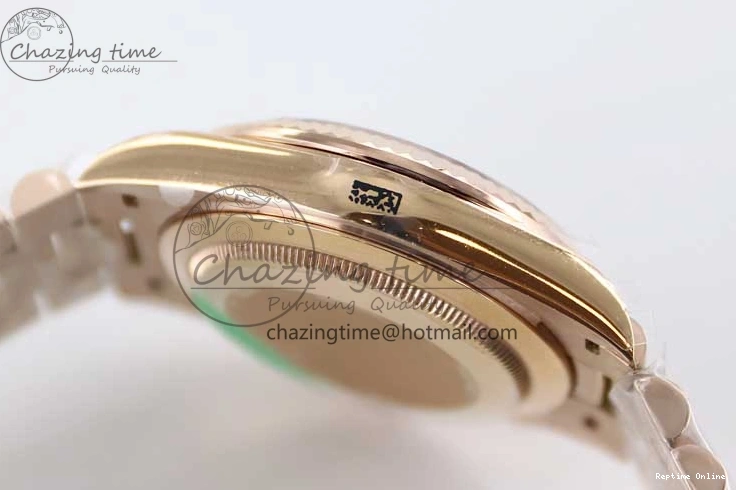 0419 Day Date 40mm RG 904L Steel TWF 1:1 Best Edition Black Crystal Dial on RG Bracelet A MoistureWicking 2349